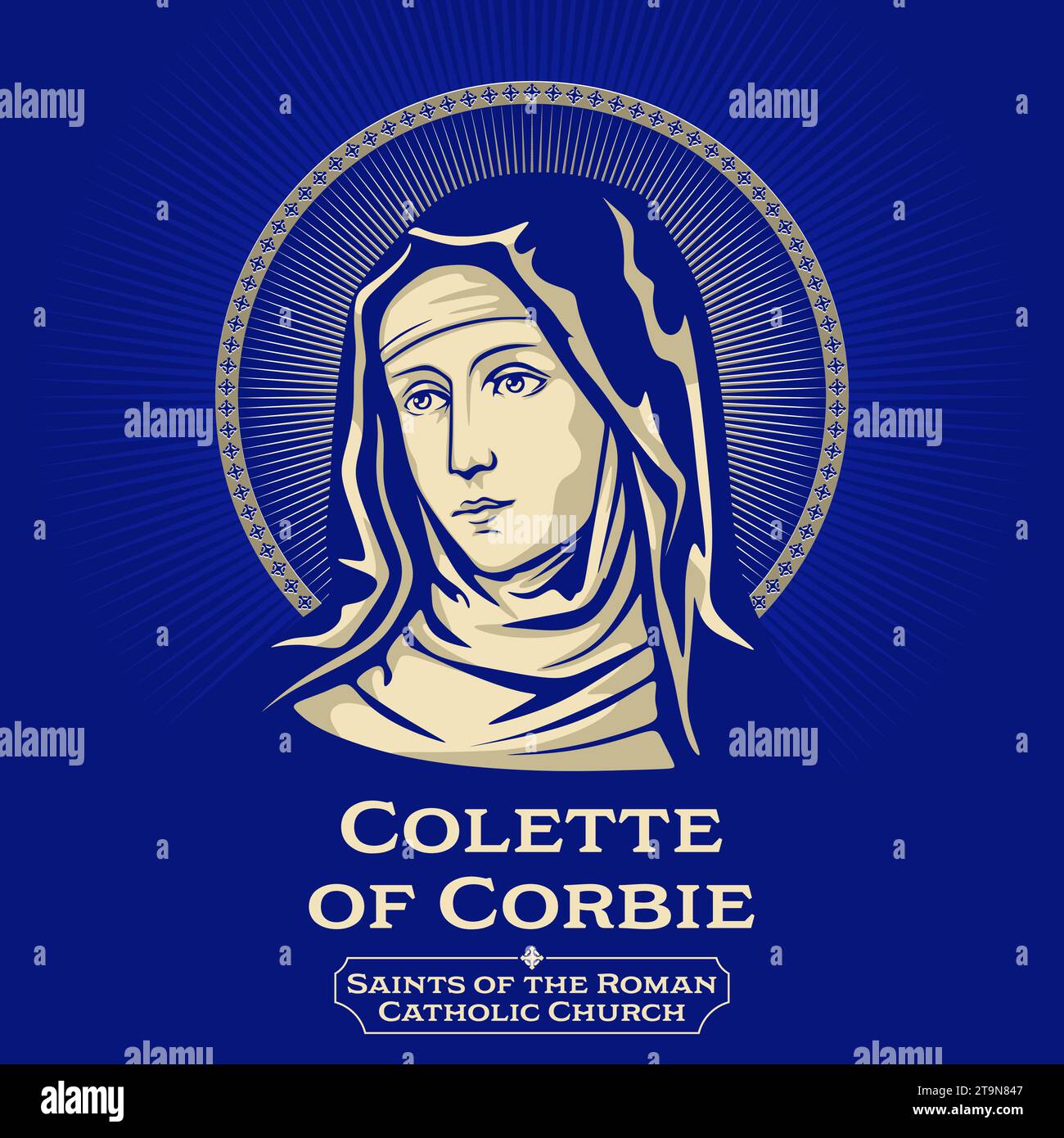 Katholische Heilige. Colette of Corbie (1381–1447) war eine französische Äbtissin und Gründerin der Colettine Poor Clares Stock Vektor