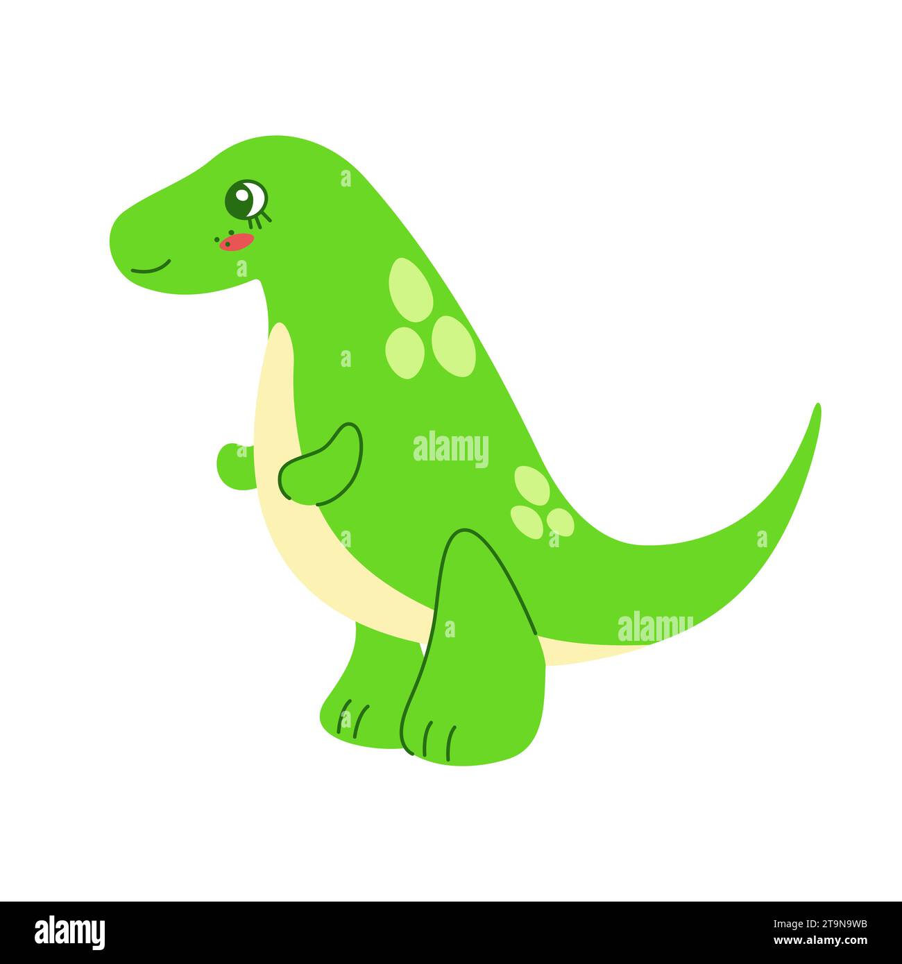 Niedliches farbiges Dinosaurier T Rex Doodle. Vektor-Illustration im Cartoon-Stil isoliert auf weißem Hintergrund. Stock Vektor