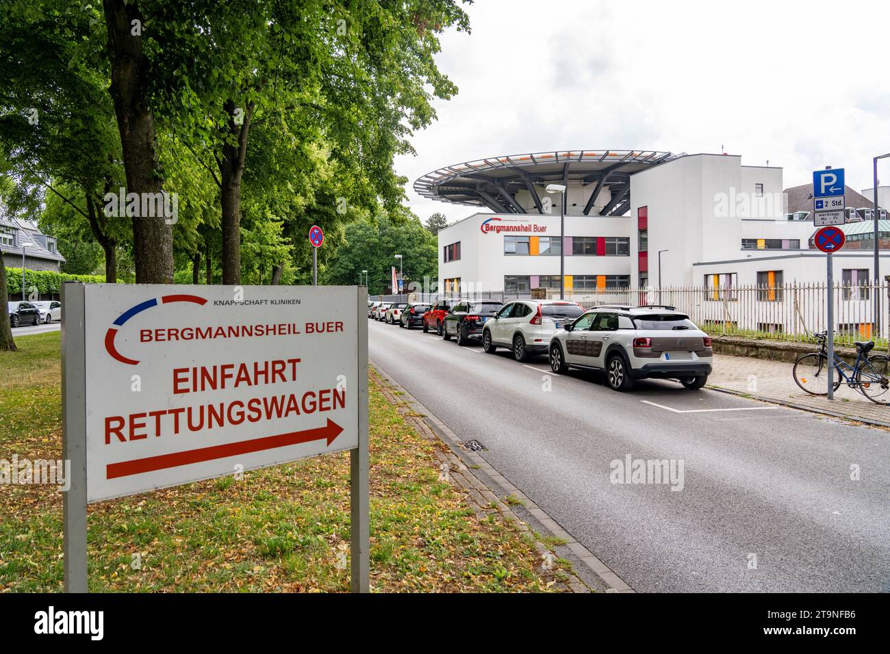 Die Bergmannsheil Klinik in Gelsenkirchen Buer, Knappschaft Kliniken, Heliport, NRW, Deutschland, Stockfoto