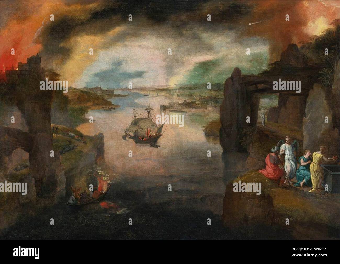 Sodom und Gomorrah 1597 von Gillis Mostaert Stockfoto