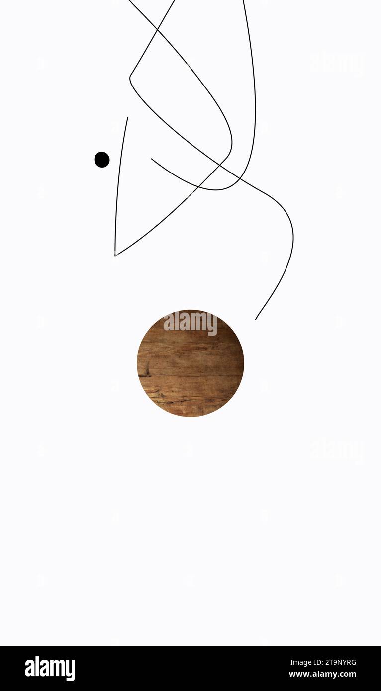 Eine einzigartige minimalistische abstrakte Silhouette einer Garnele, die aus mehreren dünnen, strengen Linien besteht. Einfache Strichgrafik. Vertikal. Kopierbereich Stockfoto
