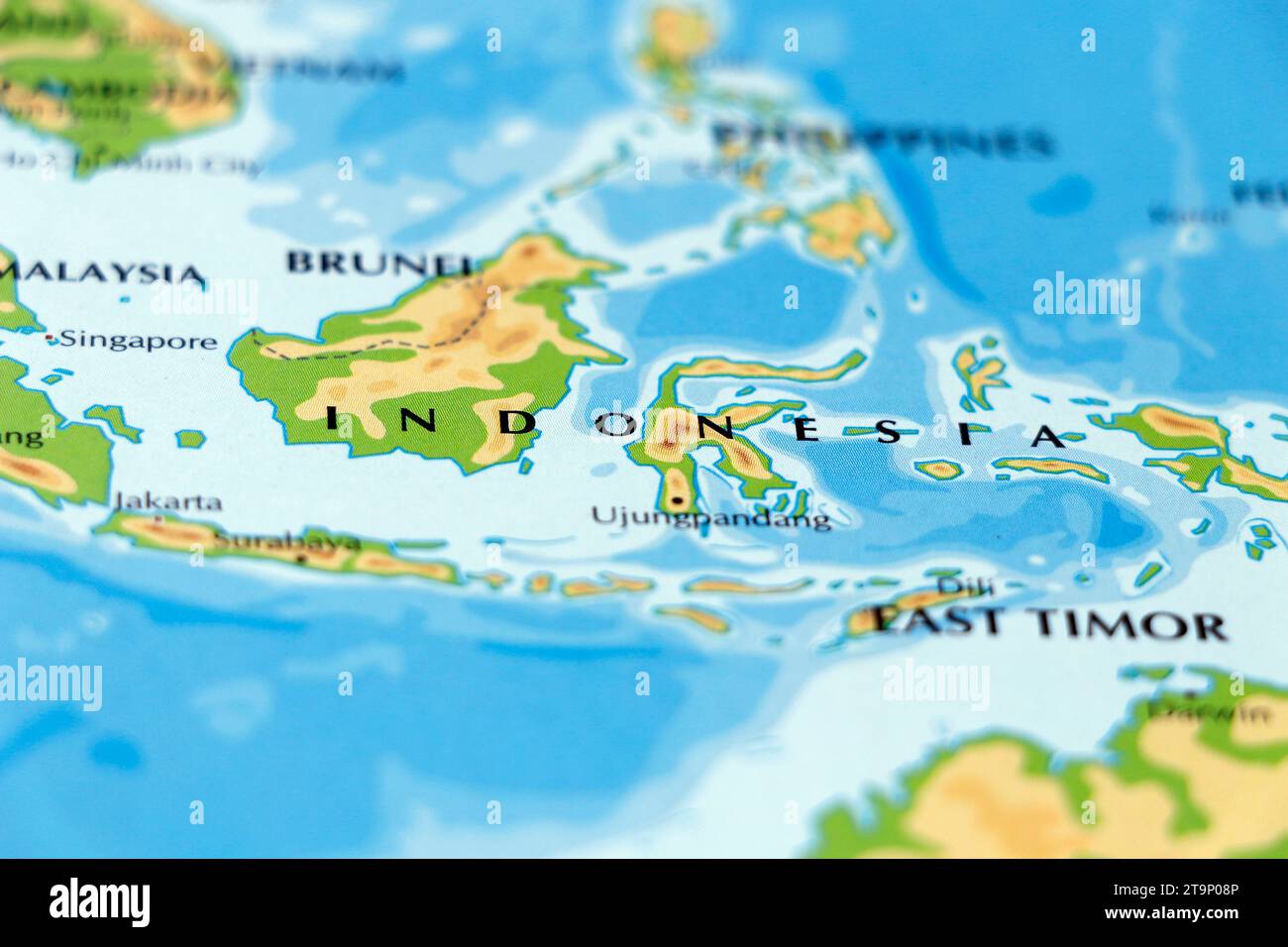 Weltkarte des asiatischen Landes indonesien in der Nähe Stockfoto