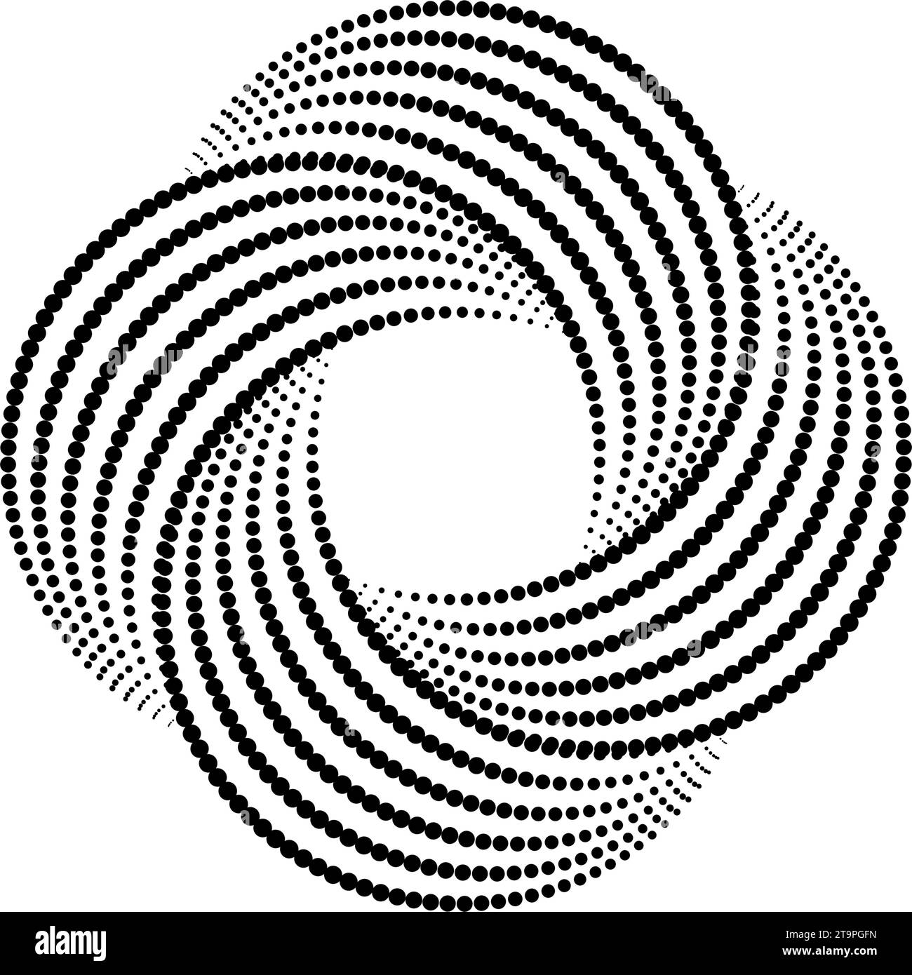 Unmögliches Symbol. Abgerundete gepunktete Form. Unendliches Knotenzeichen. Überlappende dünne Linien bilden sich. Optische Illusionskunst. Designelement für Logo, Symbol, Druck, Cover, Tag, Emblem. Abstrakte Vektorillustration Stock Vektor