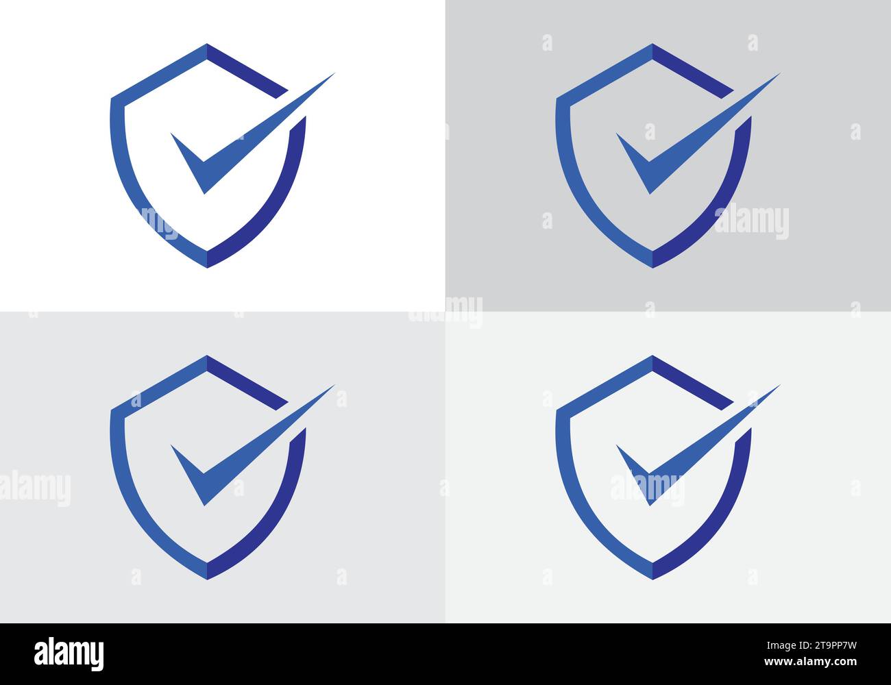 Vektorvorlage für Shield Check Mark Symbol Logo. Sicherheit, Schutz, Datenschutzkonzept. Stock Vektor