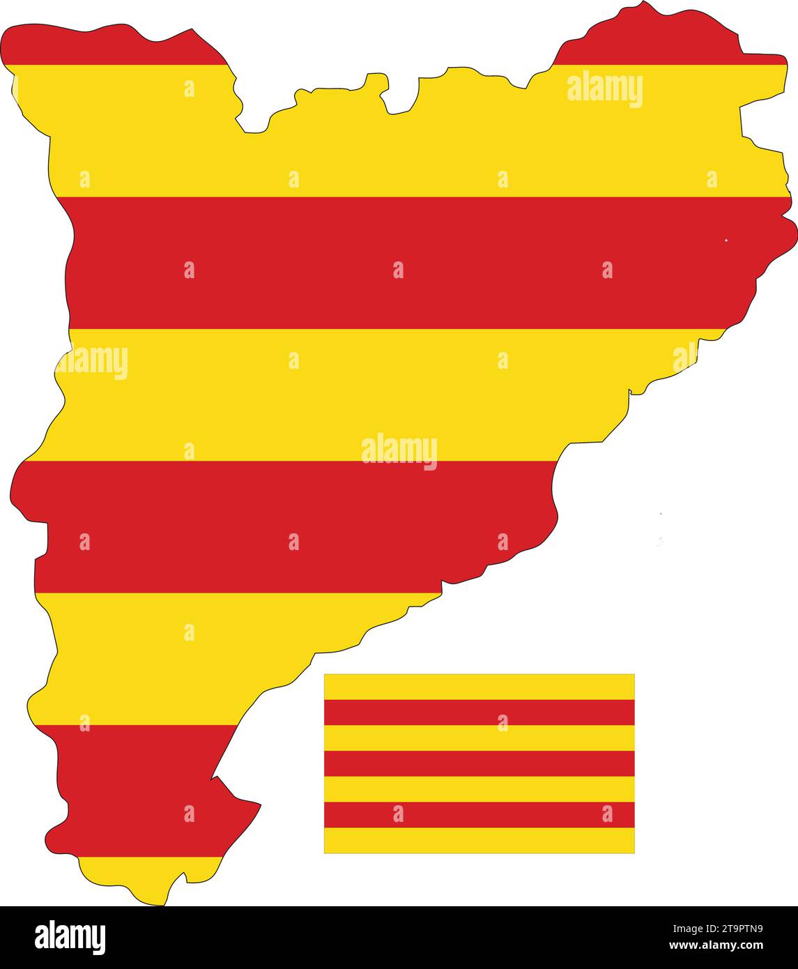 Katalonien Karte und Flagge Stock Vektor