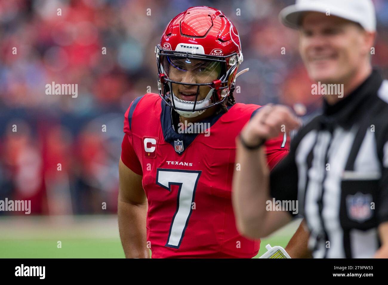 Houston, Texas, USA. 26. November 2023: Houston Texans Quarterback C.J. Stroud (7) während eines Spiels zwischen den Jacksonville Jaguars und den Houston Texans in Houston, Texas. Trask Smith/CSM Credit: CAL Sport Media/Alamy Live News Stockfoto