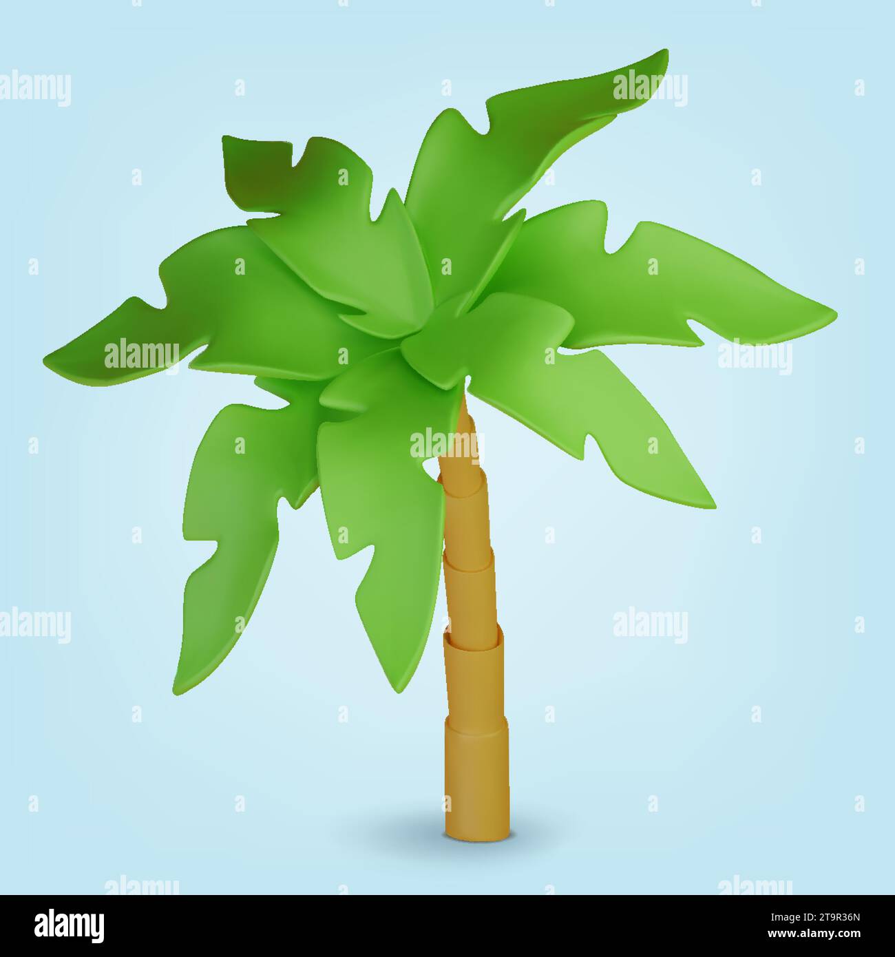 3D Palme . Realistischer Baum auf blauem Hintergrund. Vektordarstellung. Stock Vektor