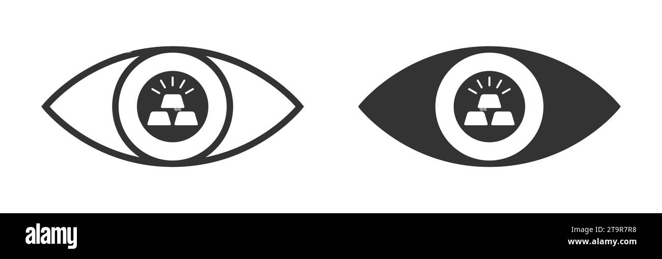 Goldbarren im Auge Symbol. Vektorabbildung Stock Vektor