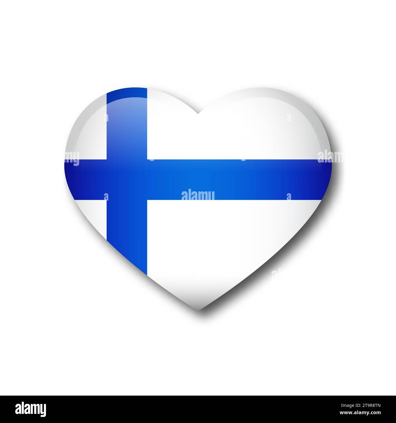 Finnland Flagge in Herzform. Herzförmige finnische Flagge. Illustration des flachen Vektors. Stock Vektor