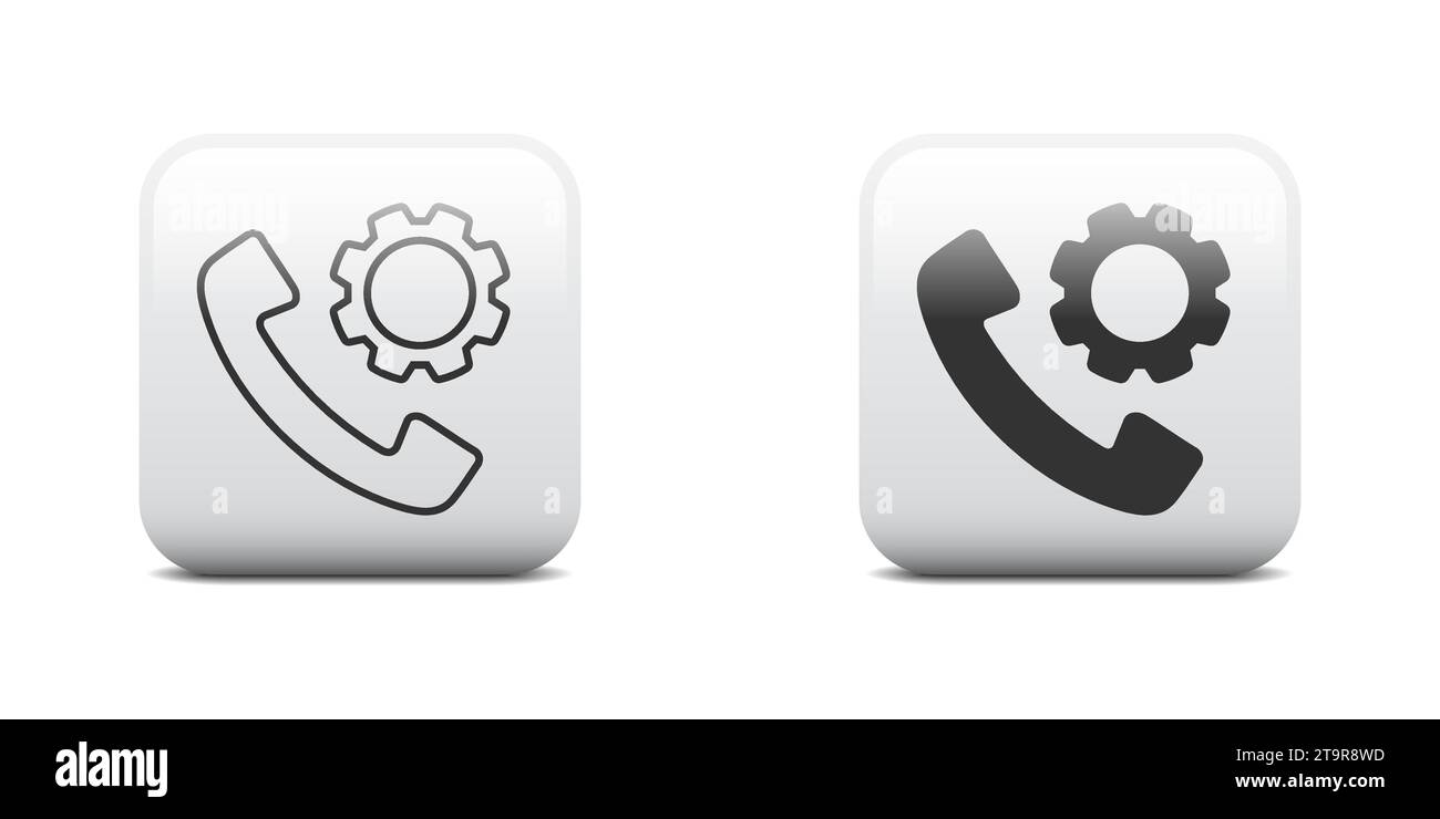 Mobilteil mit Zahnradsymbol. Symbol für Anrufverwaltung. Vektorabbildung Stock Vektor