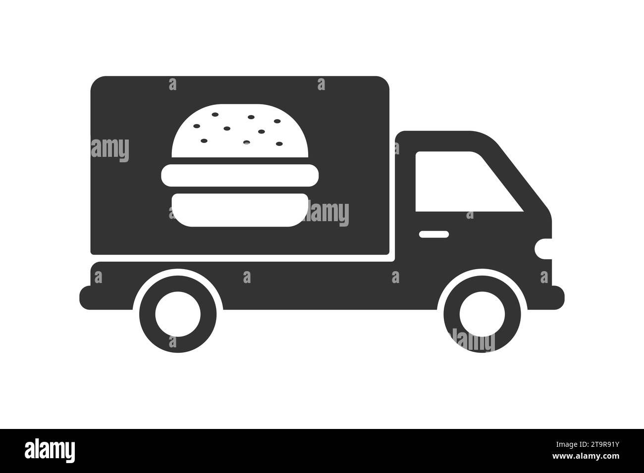 Symbol „Burger Delivery“. Symbol für Burger Truck. Vektorabbildung Stock Vektor