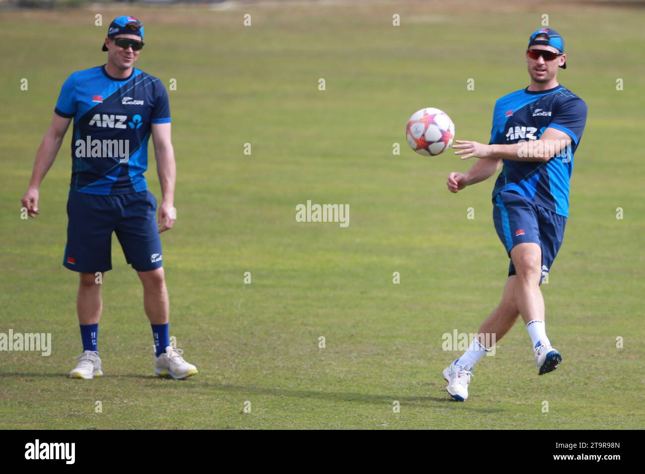 Das neuseeländische Test-Cricket-Team nimmt am ersten Testspiel gegen Bangladesch Teil Stockfoto