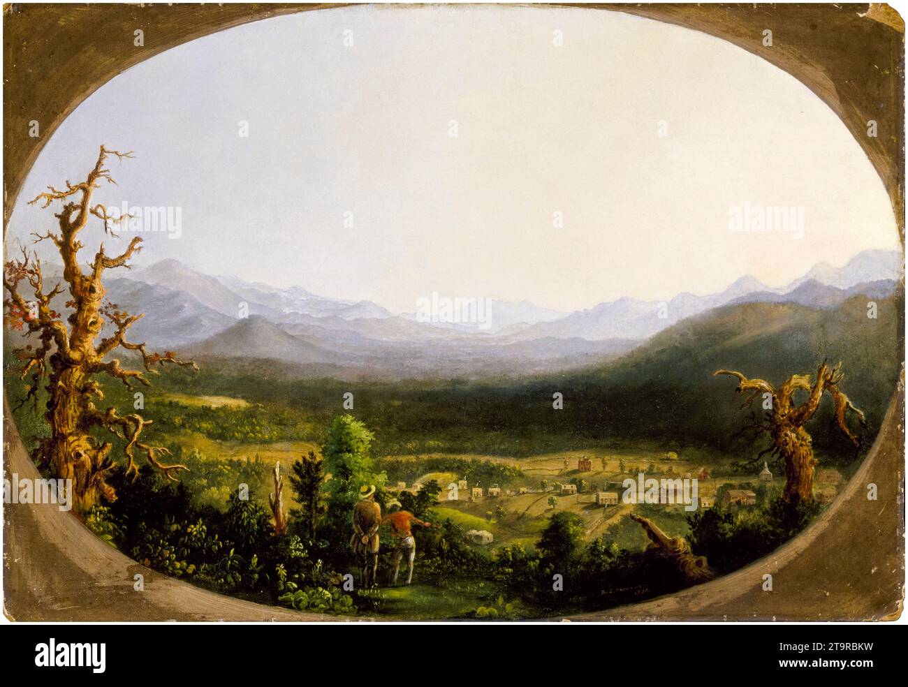 Robert S Duncanson, A View of Asheville, North Carolina, Landschaftsmalerei in Oil on Academy Board, 1850 Stockfoto