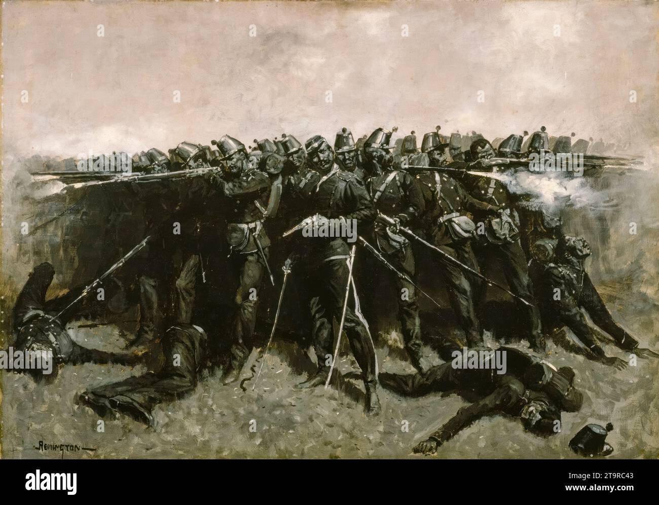 Frederic Remington, der Infanterieplatz, Ölgemälde auf Leinwand, um 1893 Stockfoto