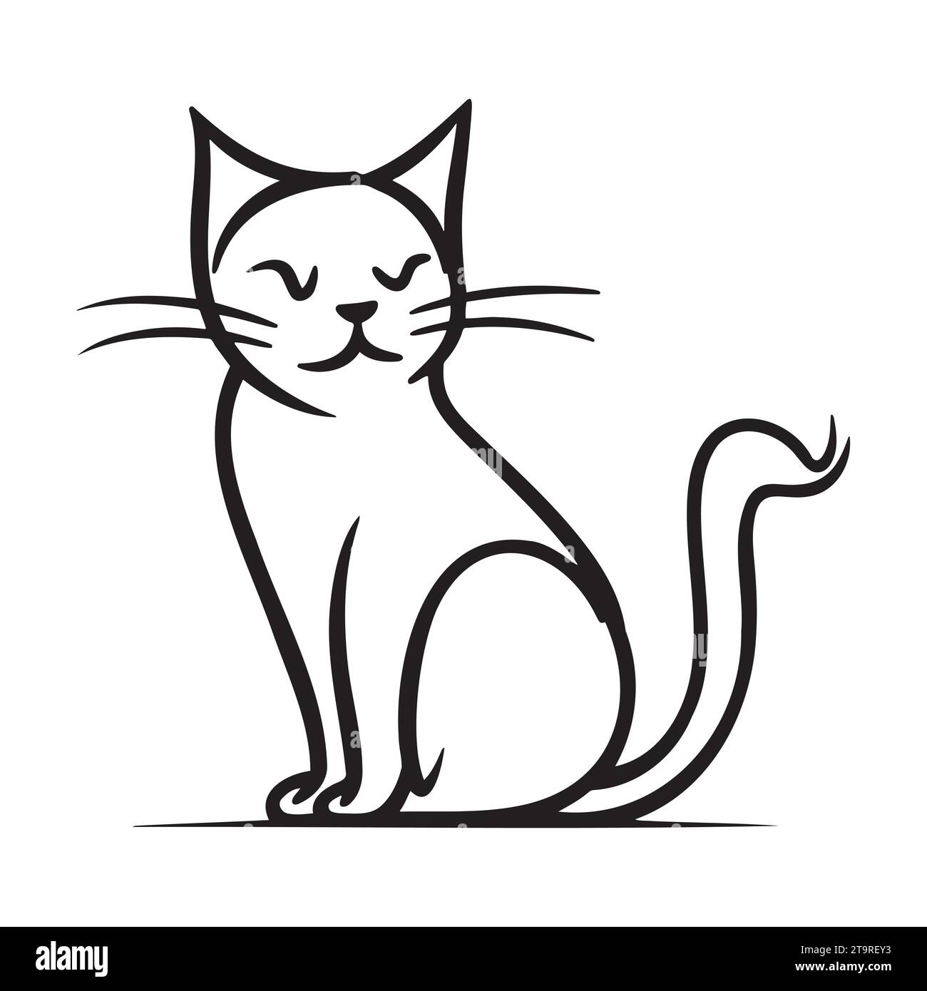 Vektor Hand gezeichnet süße Katze. Isolierte Abbildung auf weißem Hintergrund Stock Vektor