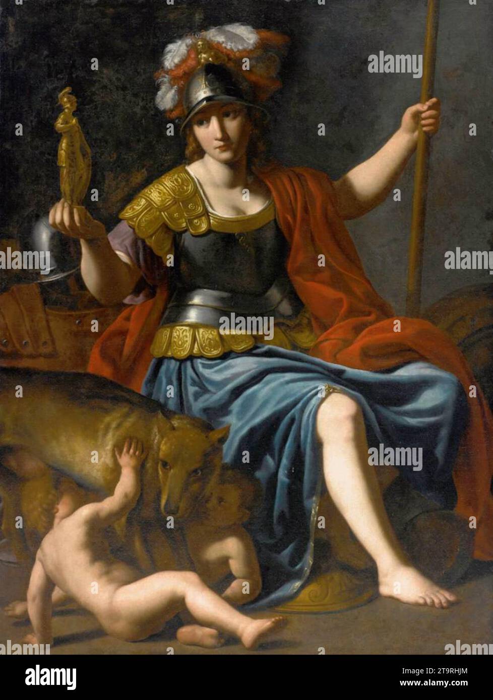 Bellona mit Romulus und Remus - von Alessandro Turchi Stockfoto