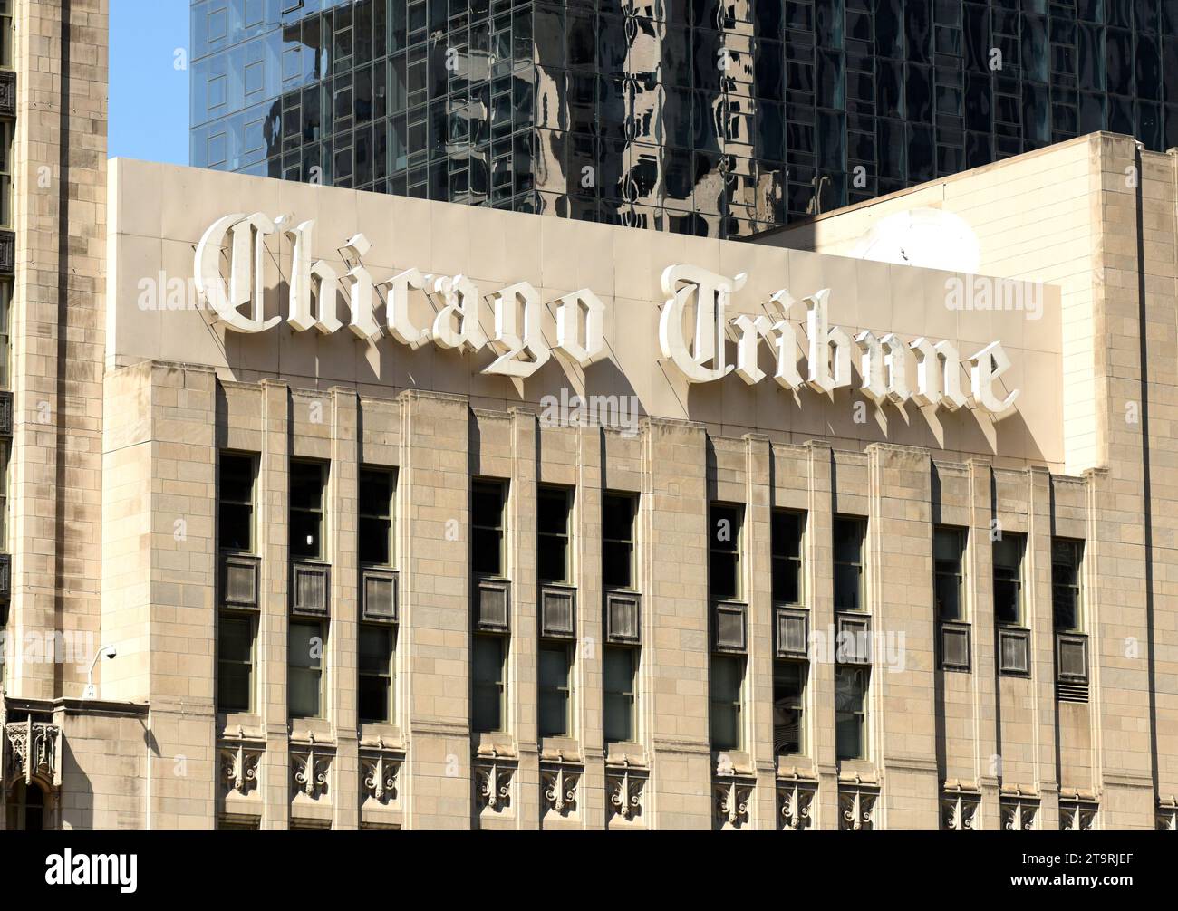 Chicago, USA – 04. Juni 2018: Chicago Tribune Building in Chicago, Illinois. Stockfoto