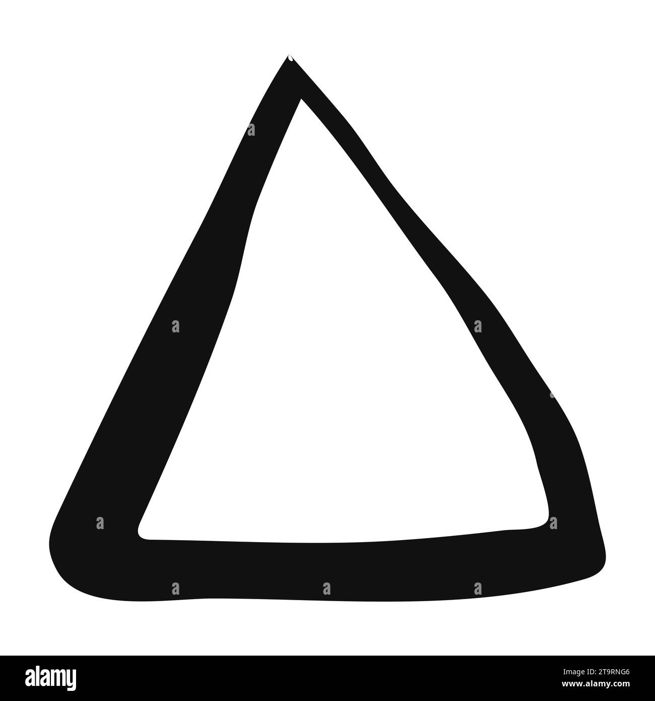 Handbemalte Dreiecksbanner mit schwarzer Tintenbürste, isoliert auf weißem Hintergrund. Vektordarstellung Stock Vektor