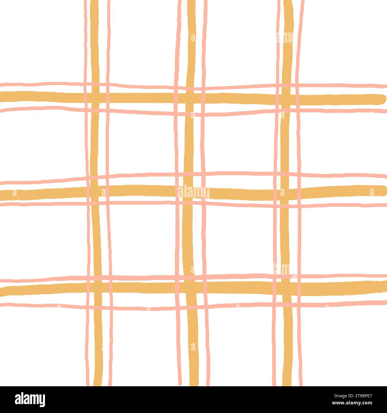 Gingham-Karo-Vektormuster Mit Kritzeleien. Vertikale und horizontale, von Hand gezeichnete, kreuzende Streifen. Geometrischer Hintergrund mit Schachzug. Cottagecore Stock Vektor