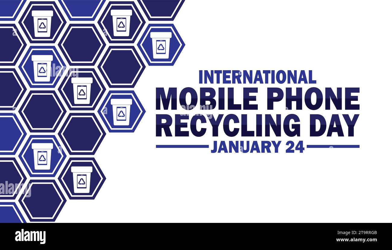 Internationaler Tag Des Recycling Von Mobiltelefonen. Januar: Urlaubskonzept. Vorlage für Hintergrund, Banner, Karte, Poster mit Textbeschriftung. Vektor Stock Vektor