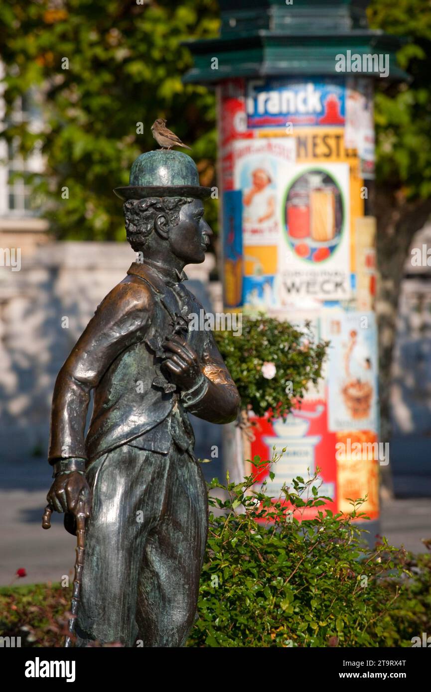 Statue von Charly Chaplin, Vevey, Waadt, Schweiz Stockfoto