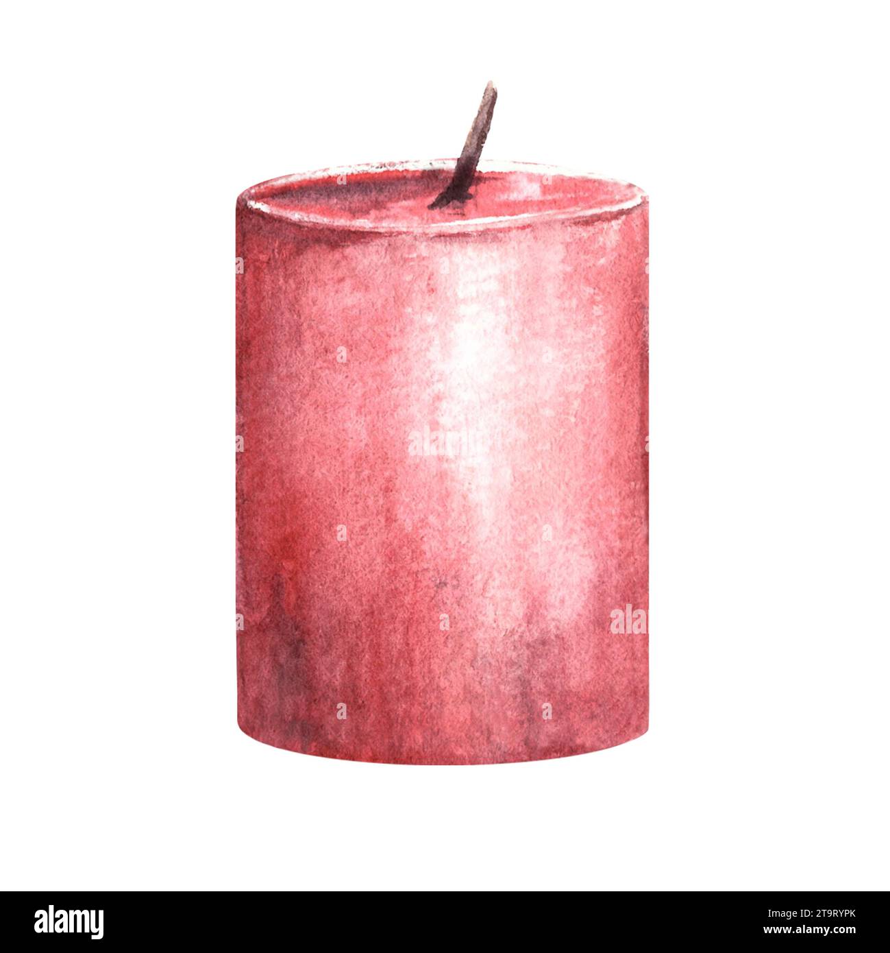 Wasserfarben erlöschte rote Wachskerzen mit Kerzenleuchter Aroma, Spa, Entspannungskerze. Handgezeichnete Abbildung. Kerzenlicht Clipart für Karten, Innenräume Stockfoto