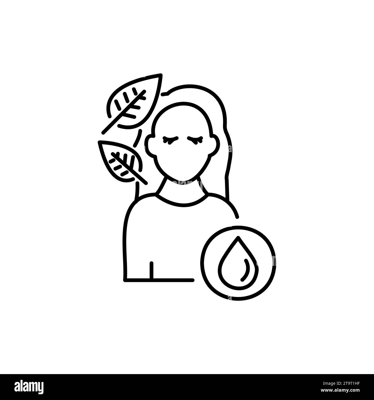 Naturkosmetik für alle Hauttypen Symbol für schwarze Linien. Bio-Öko-Produktschild. Schönheitsindustrie. Chemikalienfrei. Piktogramm für Webseite, mobile App, p Stock Vektor