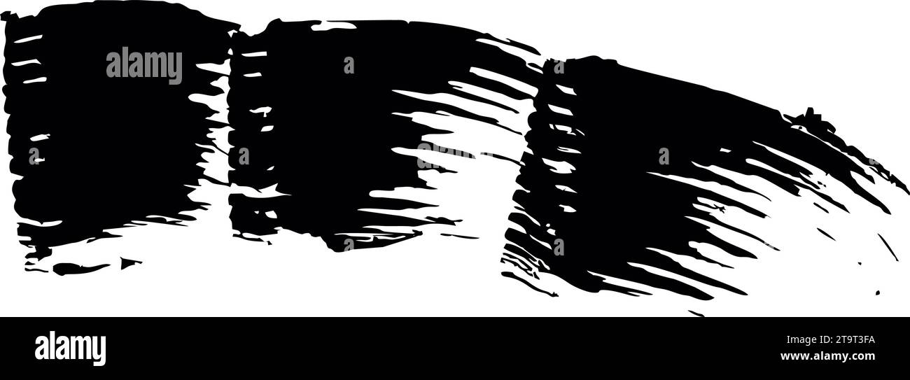 Langer Hintergrund für Text. Schwarze Vektorpinselstriche. Verschmierte Tinte auf weißem Hintergrund. Für Banner- und Postkartendesign. Stock Vektor