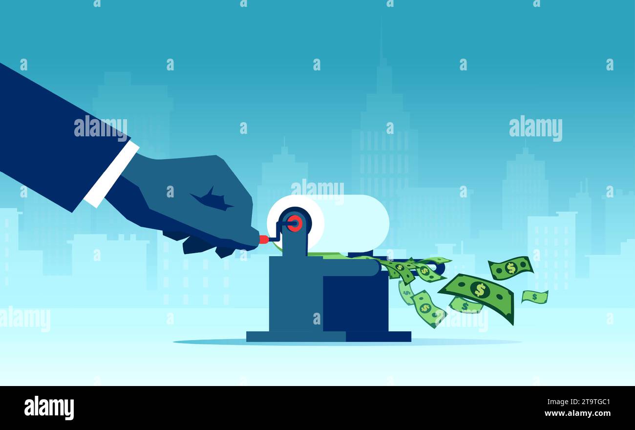 Fiat-Geld, quantitative Lockerung, Geldpolitik, Federal Reserve Konzept Stock Vektor