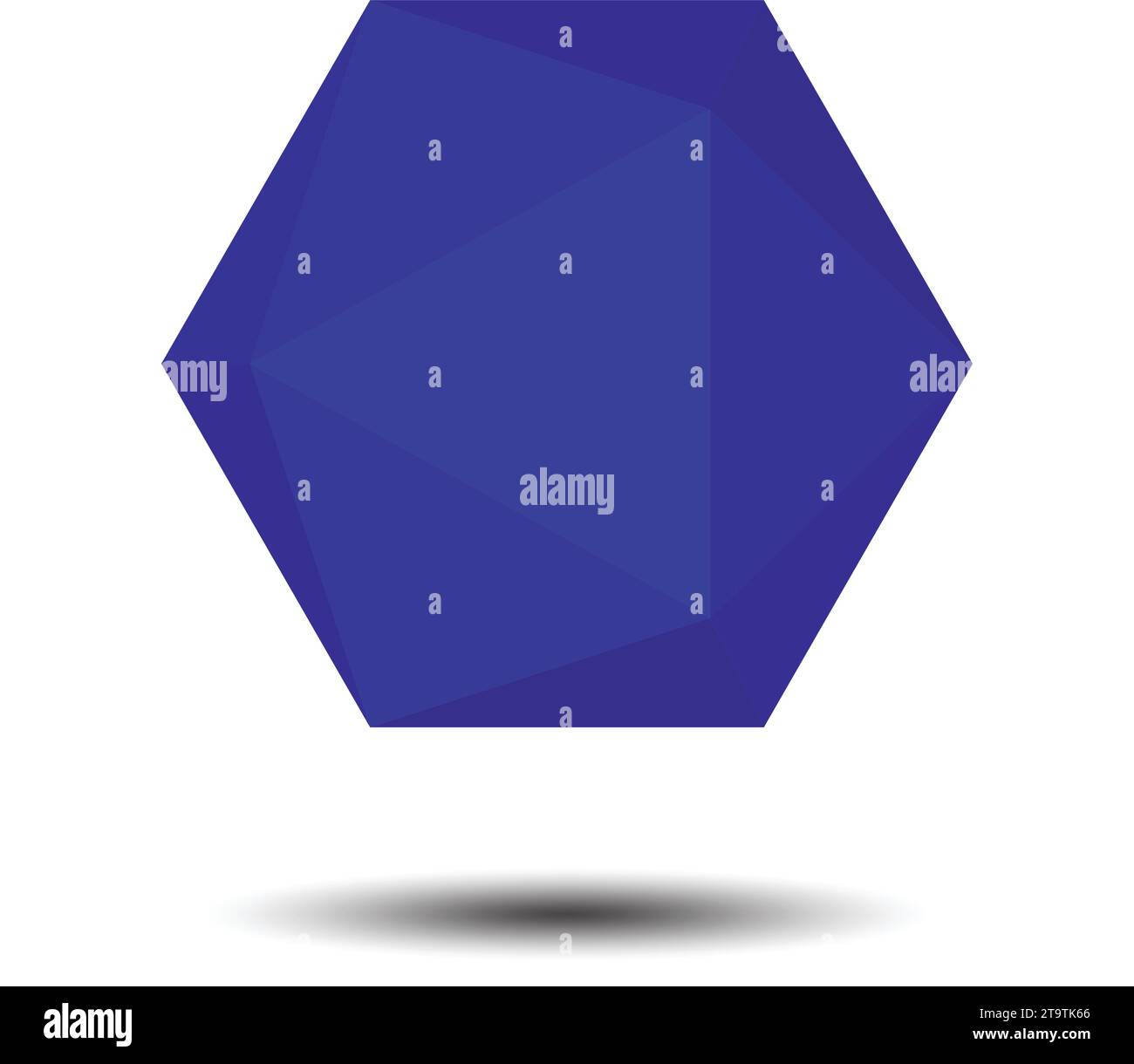 Blaues Hexagon-Symbol auf weißem Hintergrund Stock Vektor