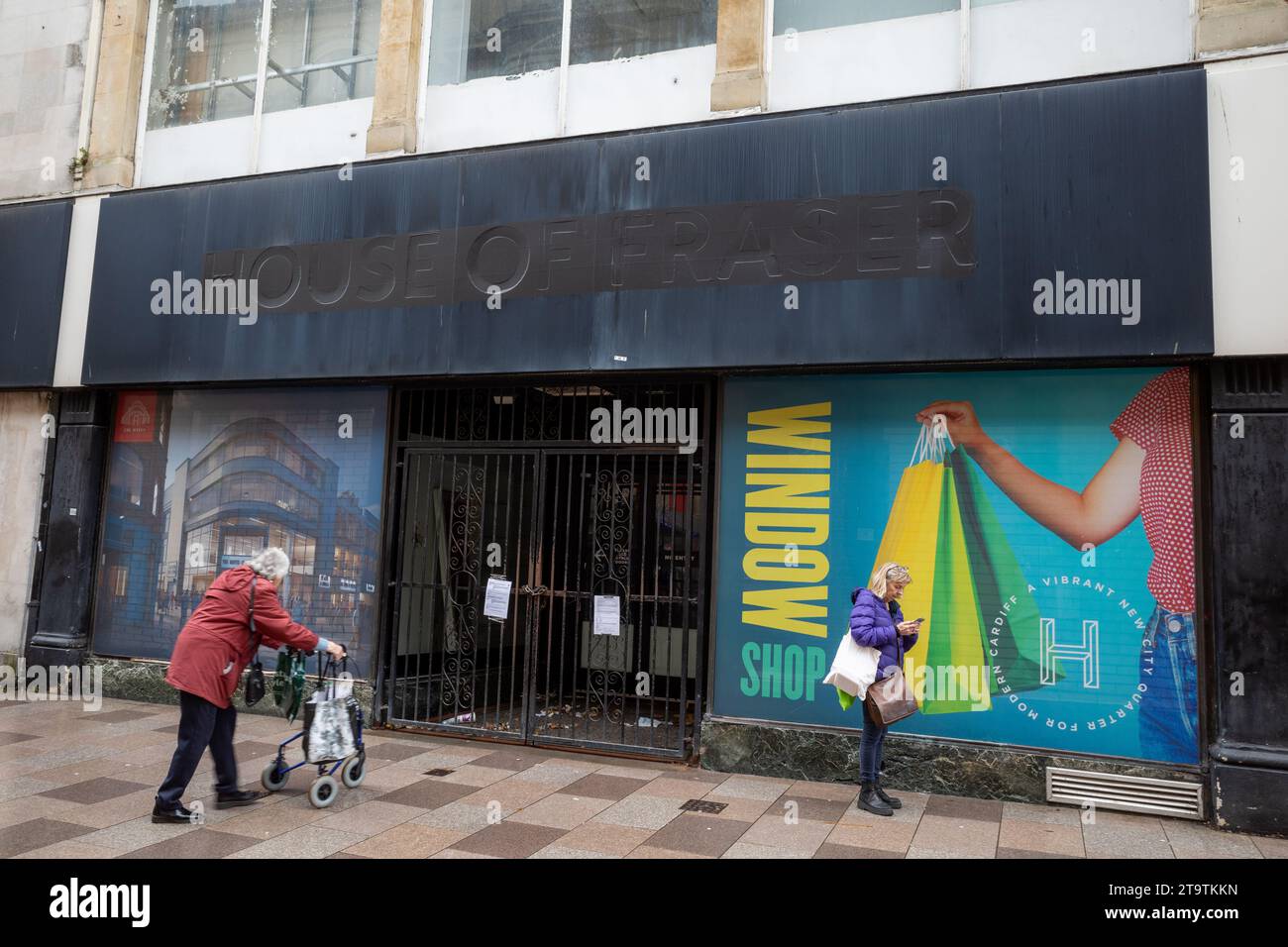 Geschlossenes Geschäft im House of Fraser in Cardiff, Großbritannien Stockfoto
