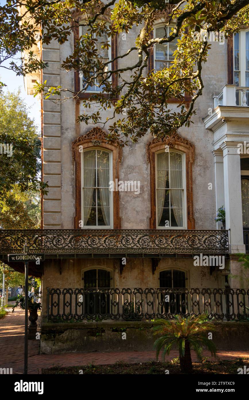 Haus in der Gordon Street in Downtown Savannah Georgia Stockfoto