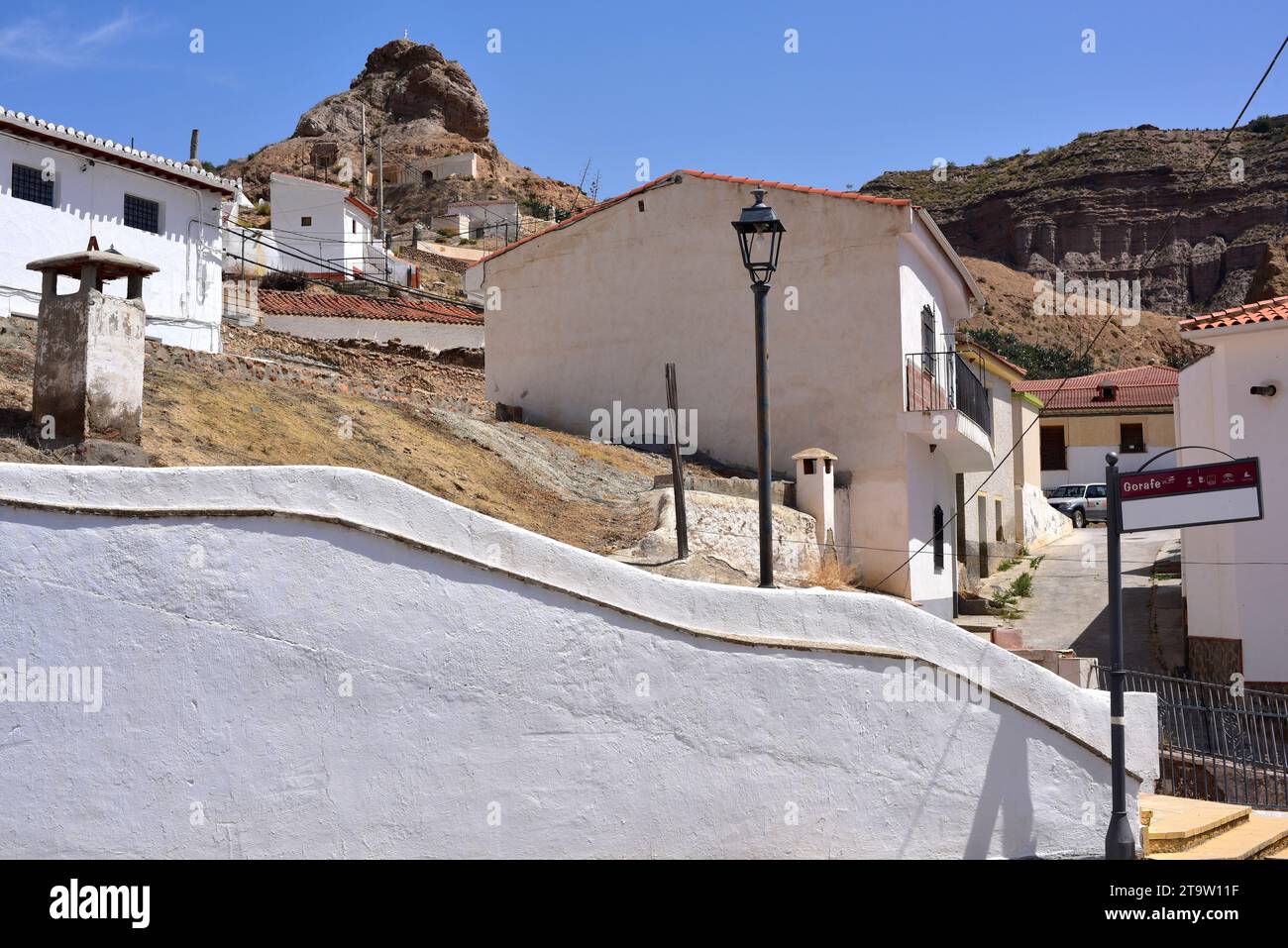 Gorafe, historisches Zentrum mit troglodyten Wohnungen. Granada, Andalusien, Spanien. Stockfoto