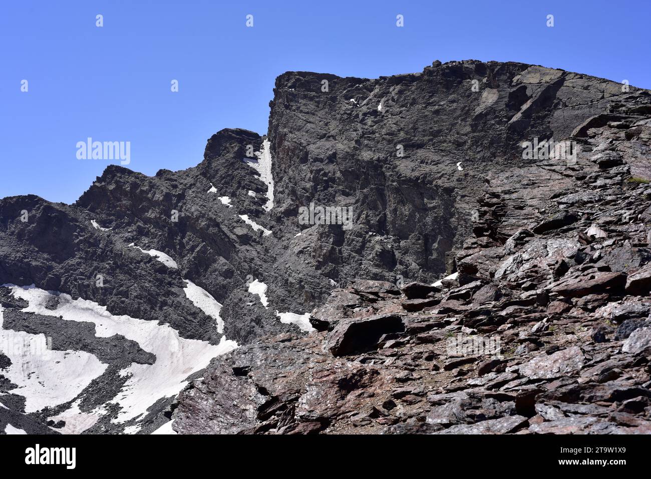 Sierra Nevada, Pico del Veleta (3.396 m). Granada, Andalusien, Spanien. Stockfoto