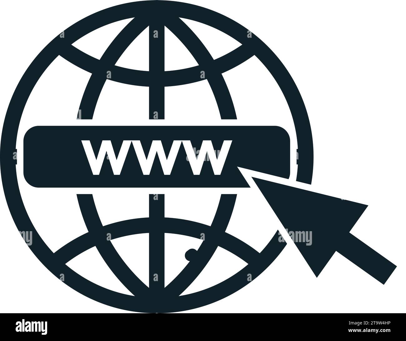 Internet-Symbol gehe zu Web-Symbol. Www-Symbol Web-Click-Symbol. Kugel- und Pfeilsymbol. Stock Vektor