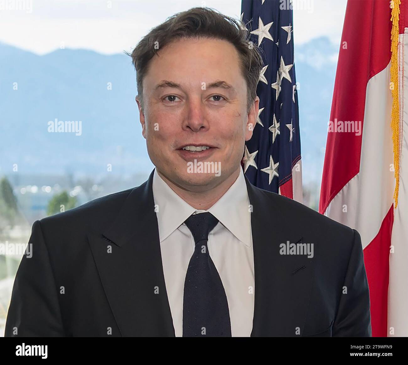 ELON MUSK SpaceX CEO am Hauptquartier des North American Aerospace Defense Command in Colorado Springs im April 2019 Stockfoto