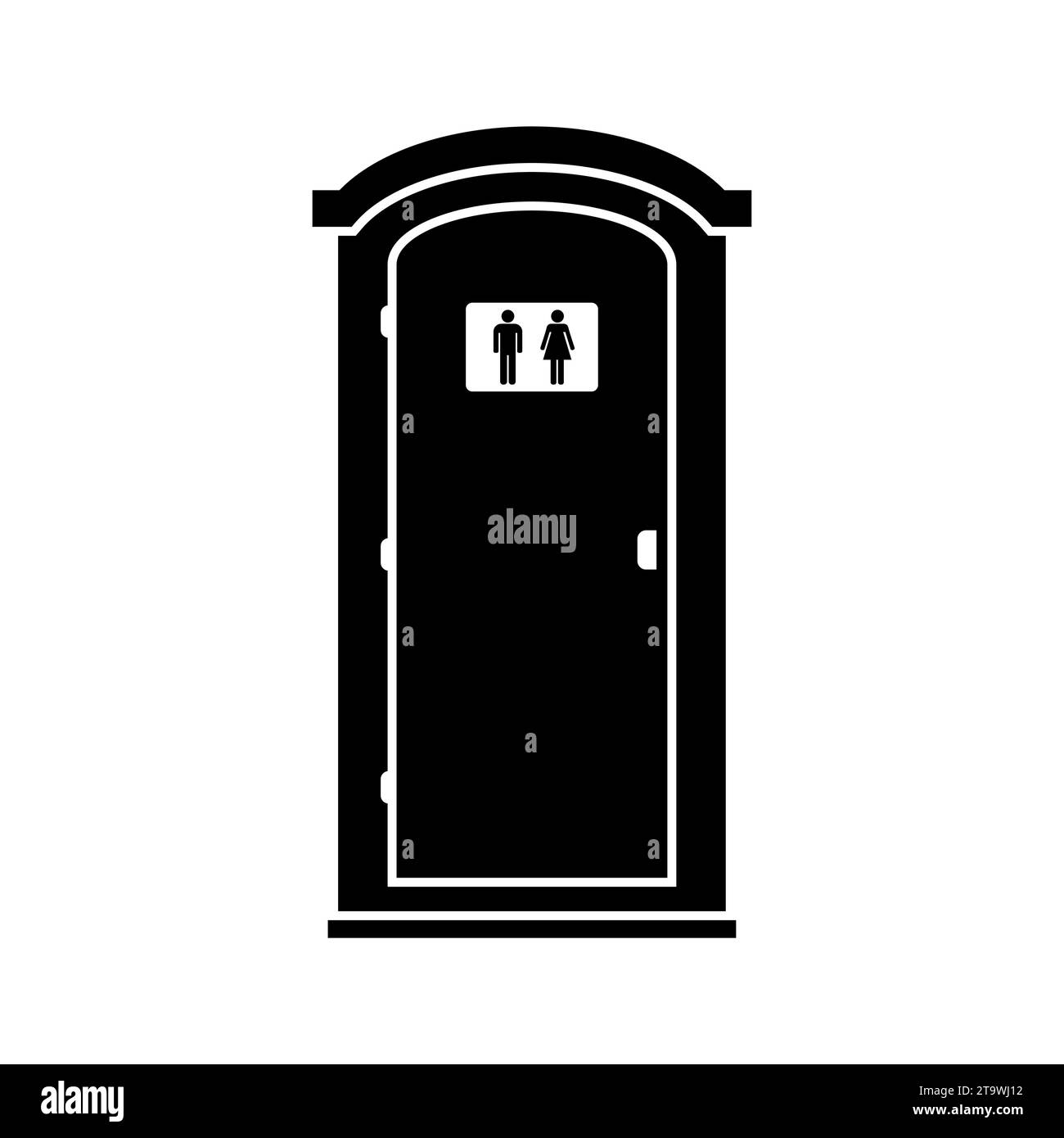 Mobiles tragbares Toilettensymbol aus Kunststoff, das an öffentlichen Plätzen auf weißem Hintergrund verwendet wird. Symbol für chemische Biotoiletten. Toilette Toilette Stand. Stock Vektor