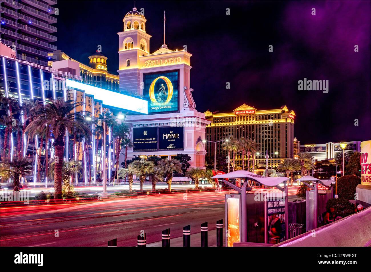 Las Vegas; USA; 19. Januar 2023: Der berühmte Las Vegas Boulevard, diese Straße ist gesäumt von großen Hotels, Resorts und thematischen Casinos, bekannt als Las Vegas Stockfoto