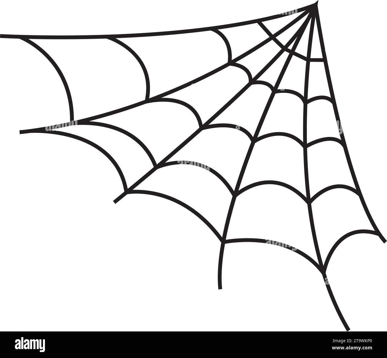 Spinnennetz auf transparentem Hintergrund. Spinnennetz. Gruselige Halloween Spinnennetze mit Spinnen. Vektorgrafik umreißen. Gruselig, Horror Halloween. Hand Stock Vektor