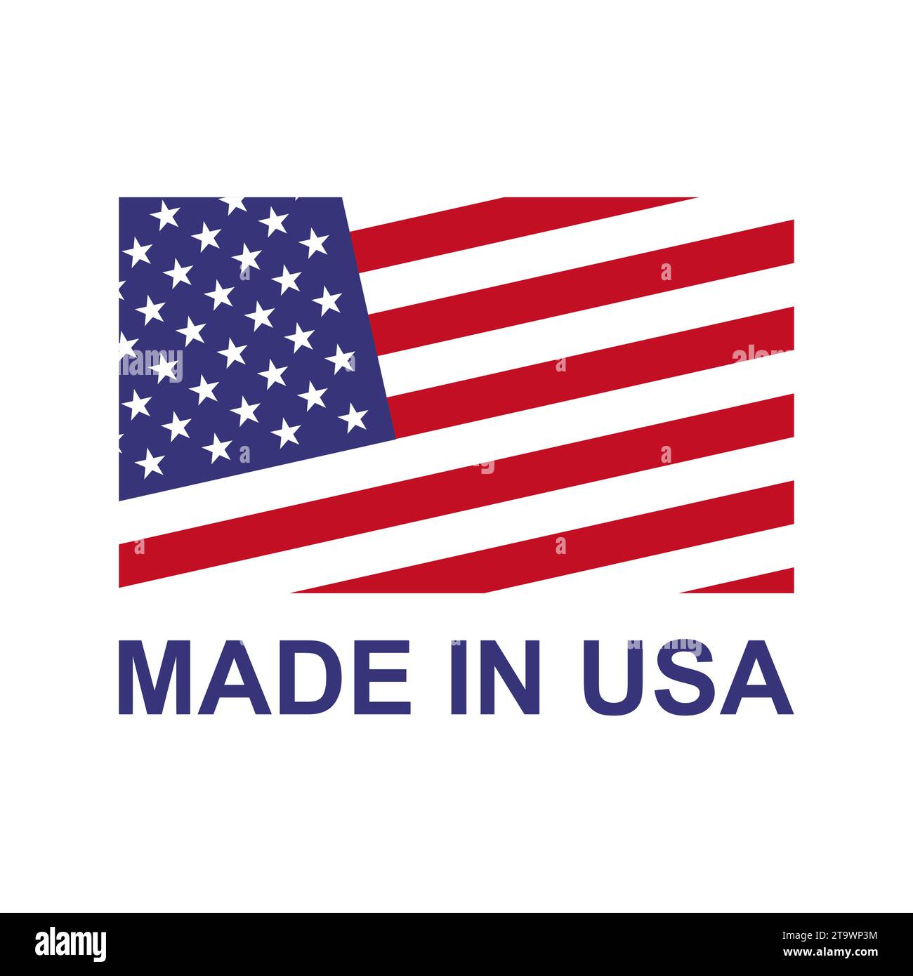 „Made in USA“-Label. Produkt hergestellt in den Vereinigten Staaten von Amerika Symbol patriotische Zeichen. Amerikanisches Qualitätsgeschäft und nationales Thema. Stock Vektor