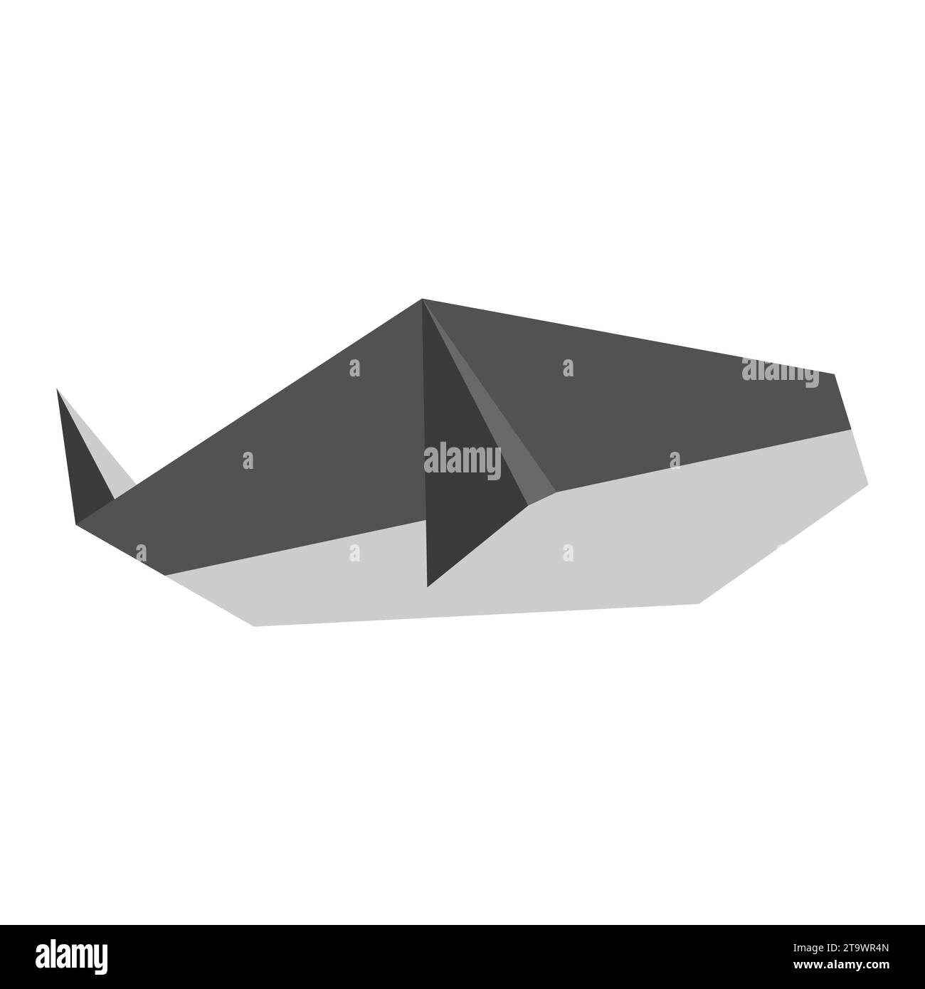 Origami Papier Wal in flachem Stil isoliert auf weiß. Kunst des Papierfaltens. Japan Origami-Kran. Papierfigur, Wal-Spielzeug-Symbol. Comic geometrisch Stock Vektor