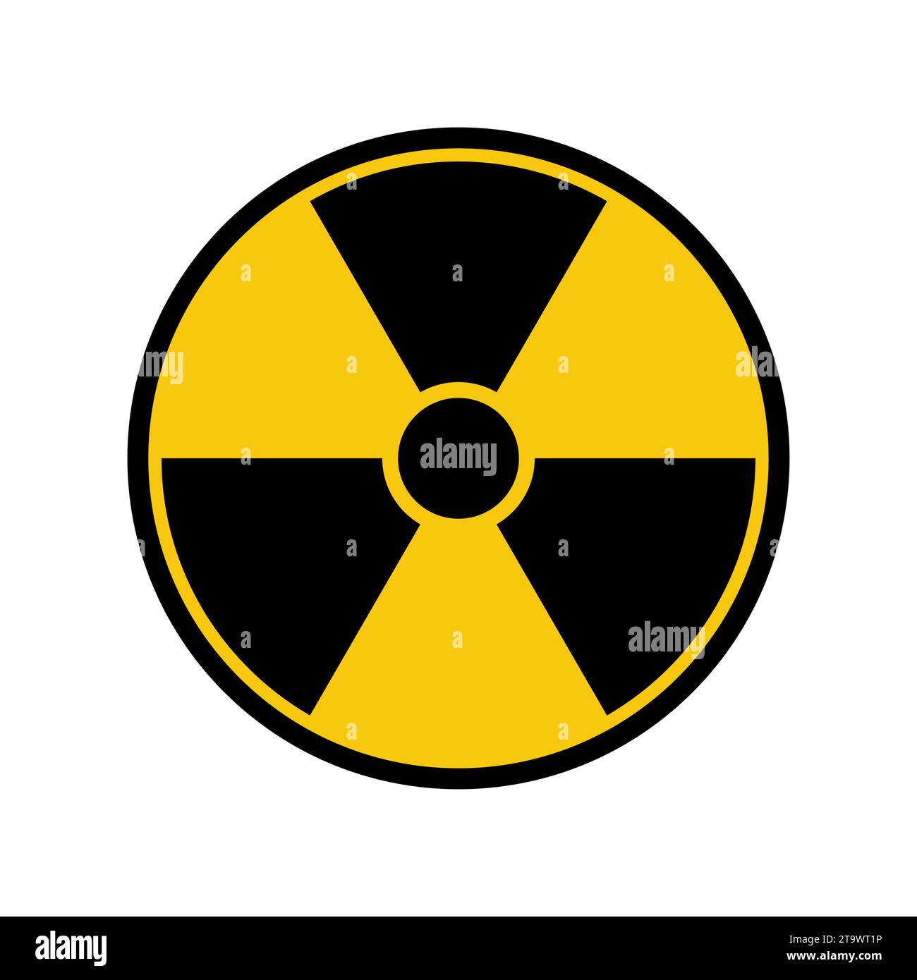 Symbol für Strahlengefahr. Warnung vor radioaktiver Bedrohung. Nukleares Warnsymbol. Vektorabbildung. Stock Vektor
