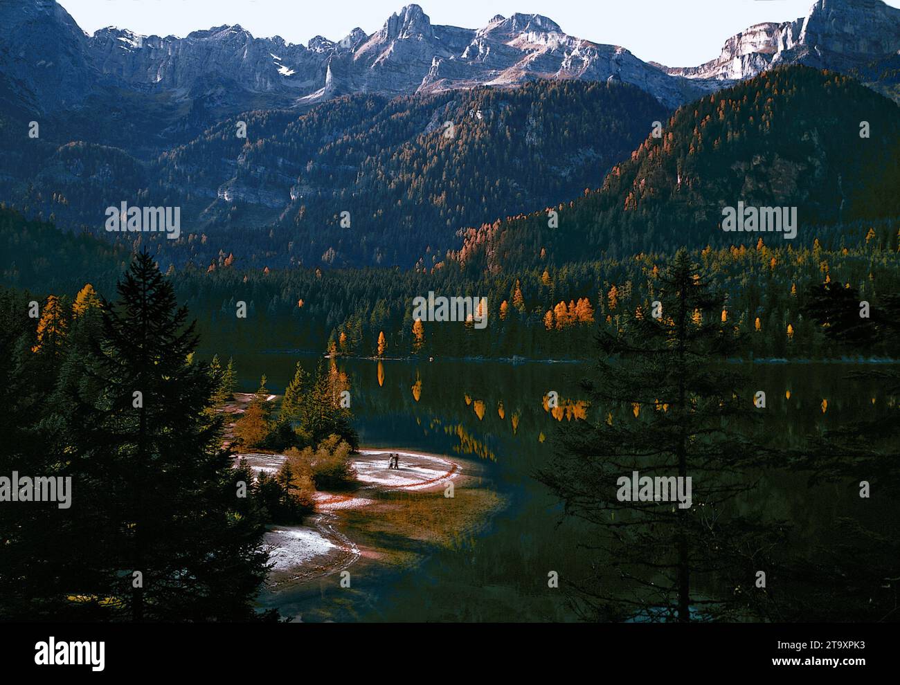 Tovel-See. Ville d'Anaunia in Val di Non (Provincia di Trient), Stockfoto