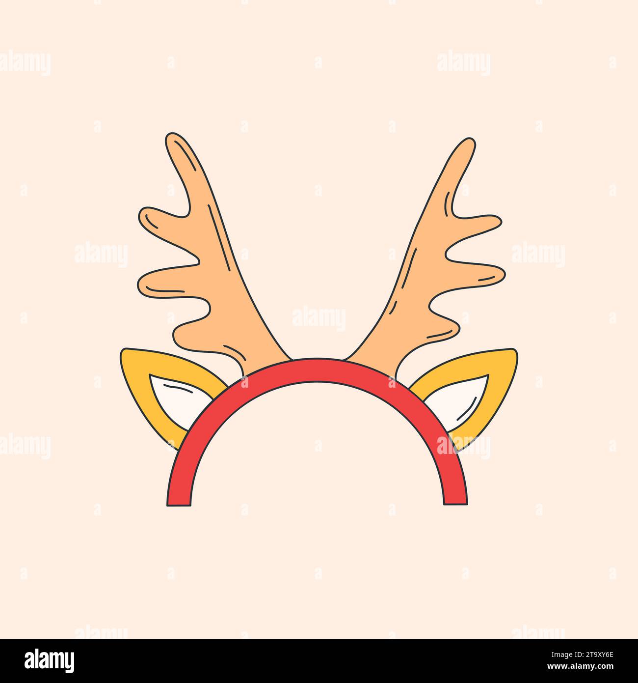 Stirnband mit Hirschgeweih und Ohren. Weihnachtskostüm. Vektorabbildung. Modernes Weihnachtsmotiv und Happy New Year Stock Vektor