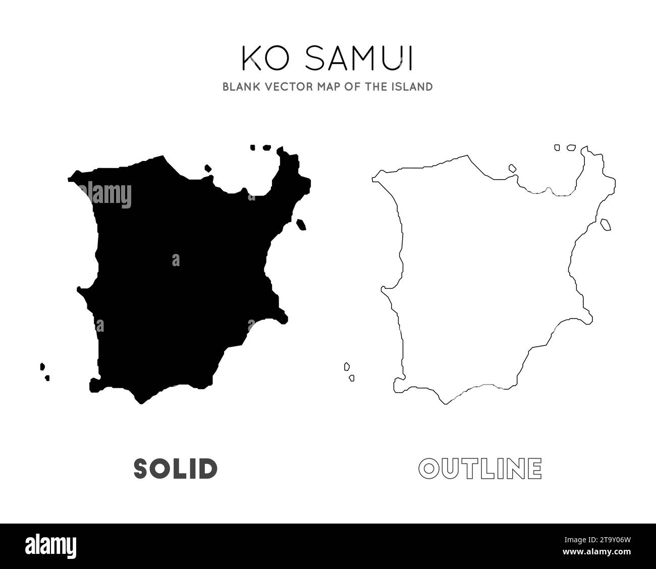 Ko Samui Karte. Leere Vektorkarte der Insel. Borders of Ko Samui für Ihre Infografik. Vektorabbildung. Stock Vektor