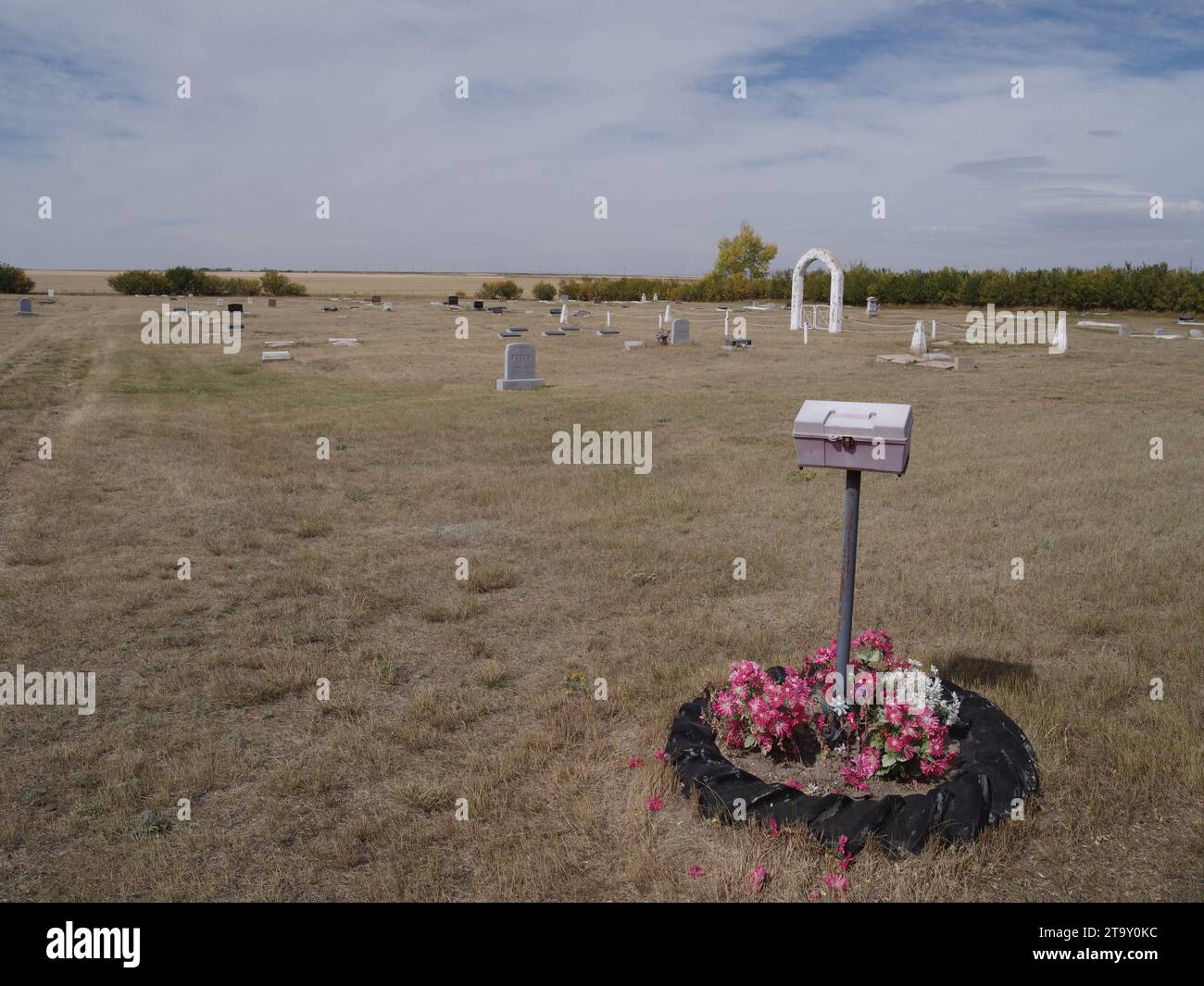 Stadtfriedhof - Robsart, Saskatchewan, Kanada Stockfoto