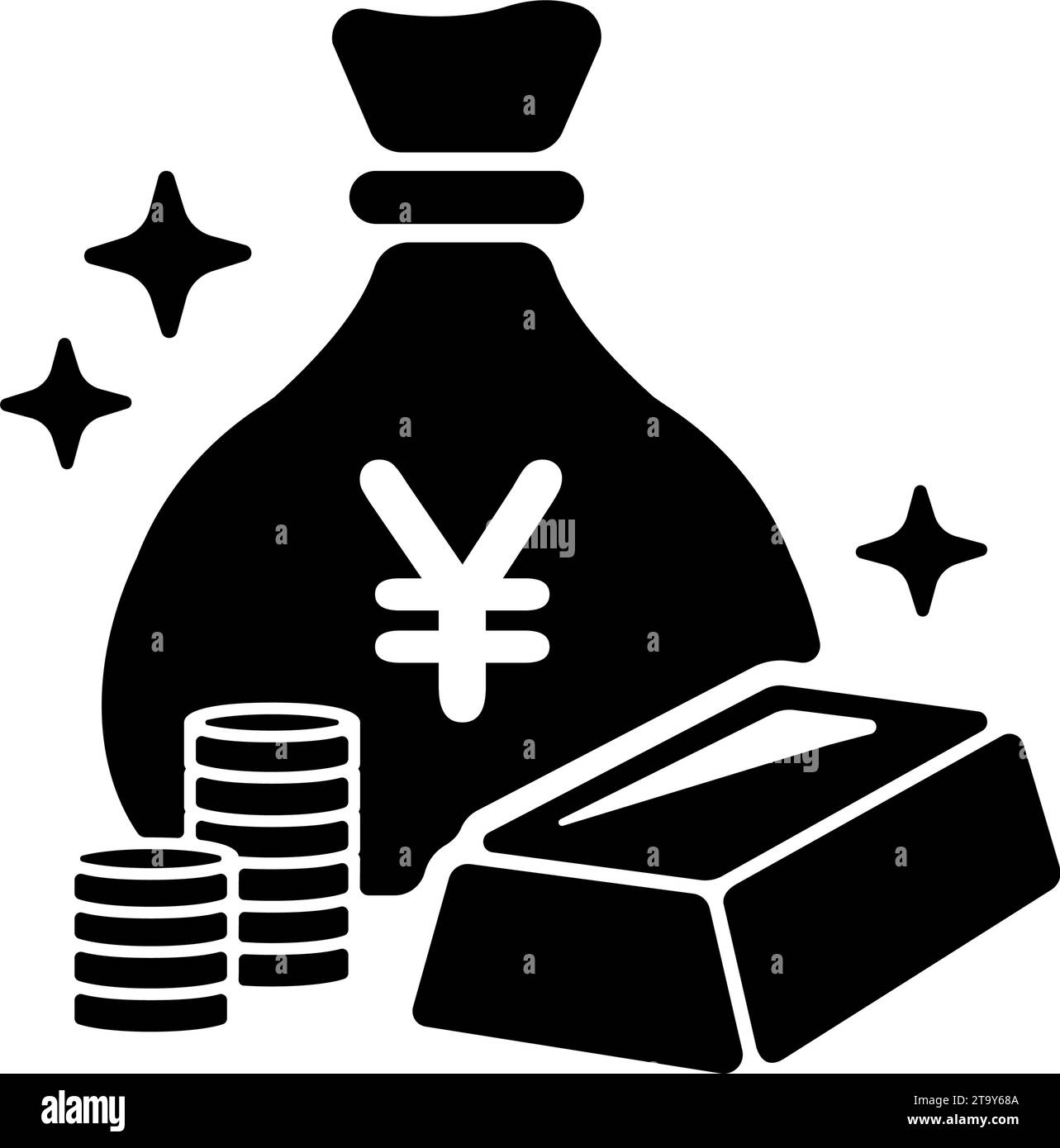 Geldbeutel und Goldvektor Icon Illustration ( Japanischer Yen ) Stock Vektor