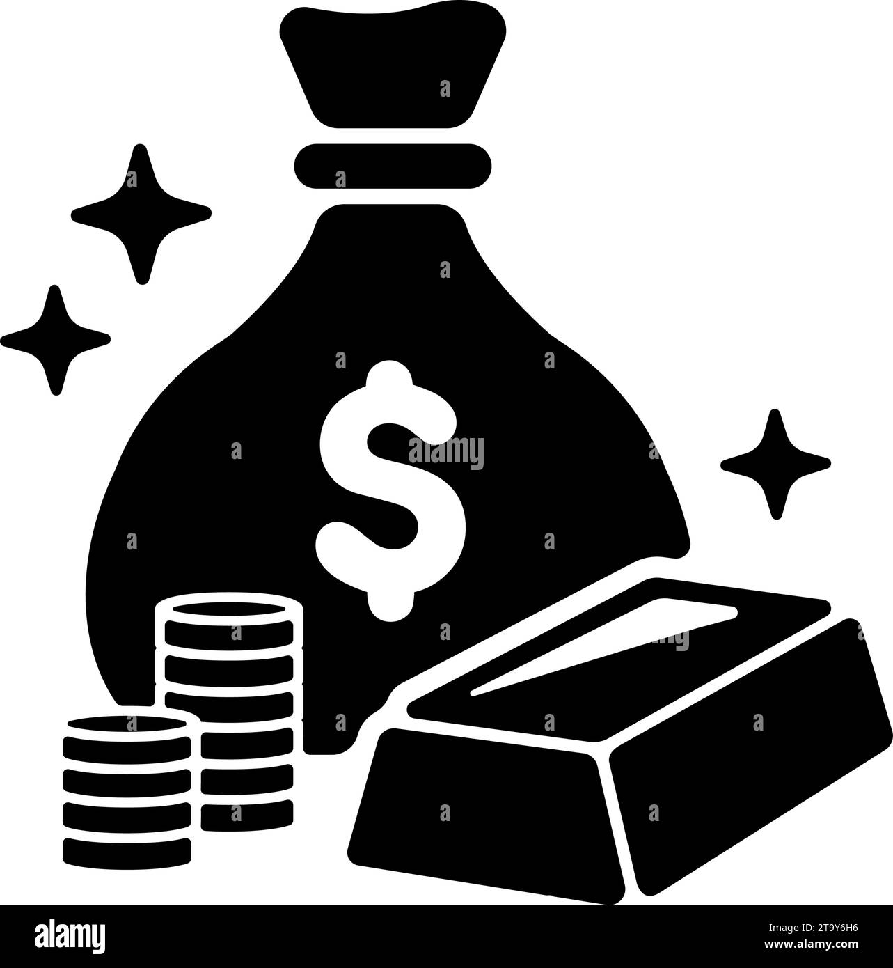 Geldbeutel und Goldvektor Icon Illustration ( US Dollar ) Stock Vektor