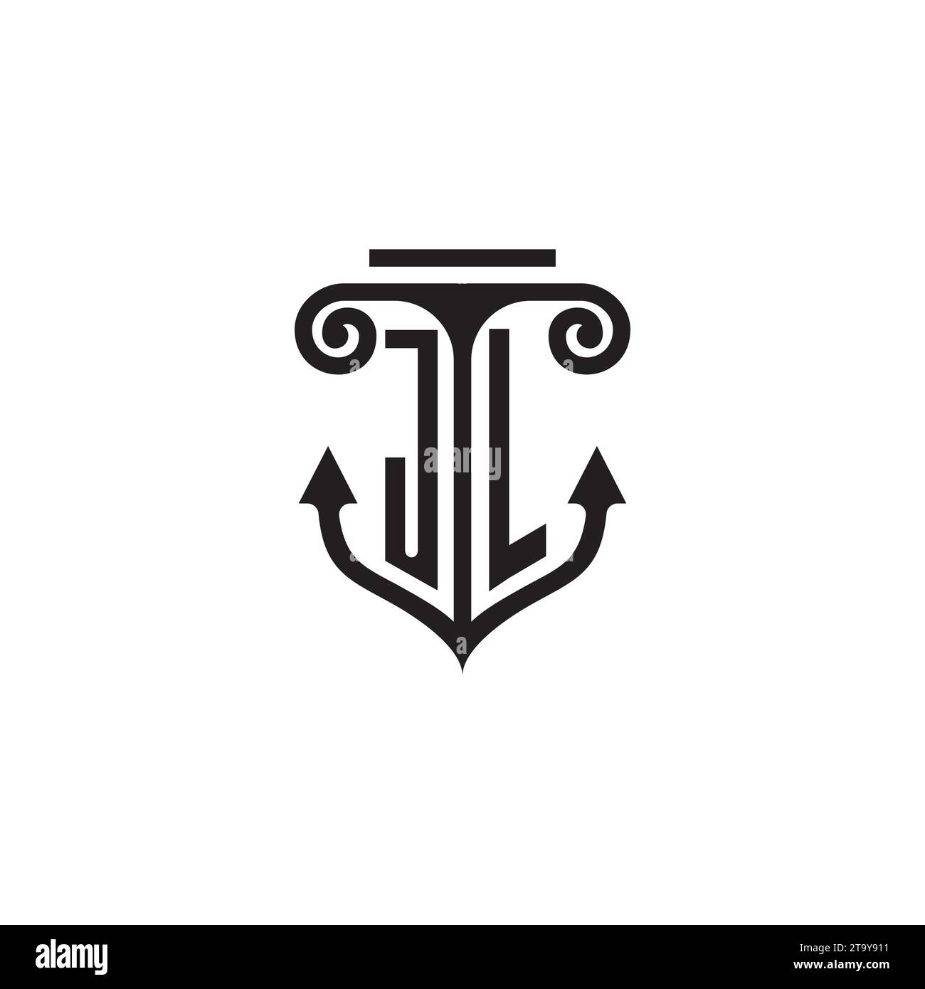 JL-Säulen- und Ankerkombinationslogo in hochwertigem Design Stock Vektor