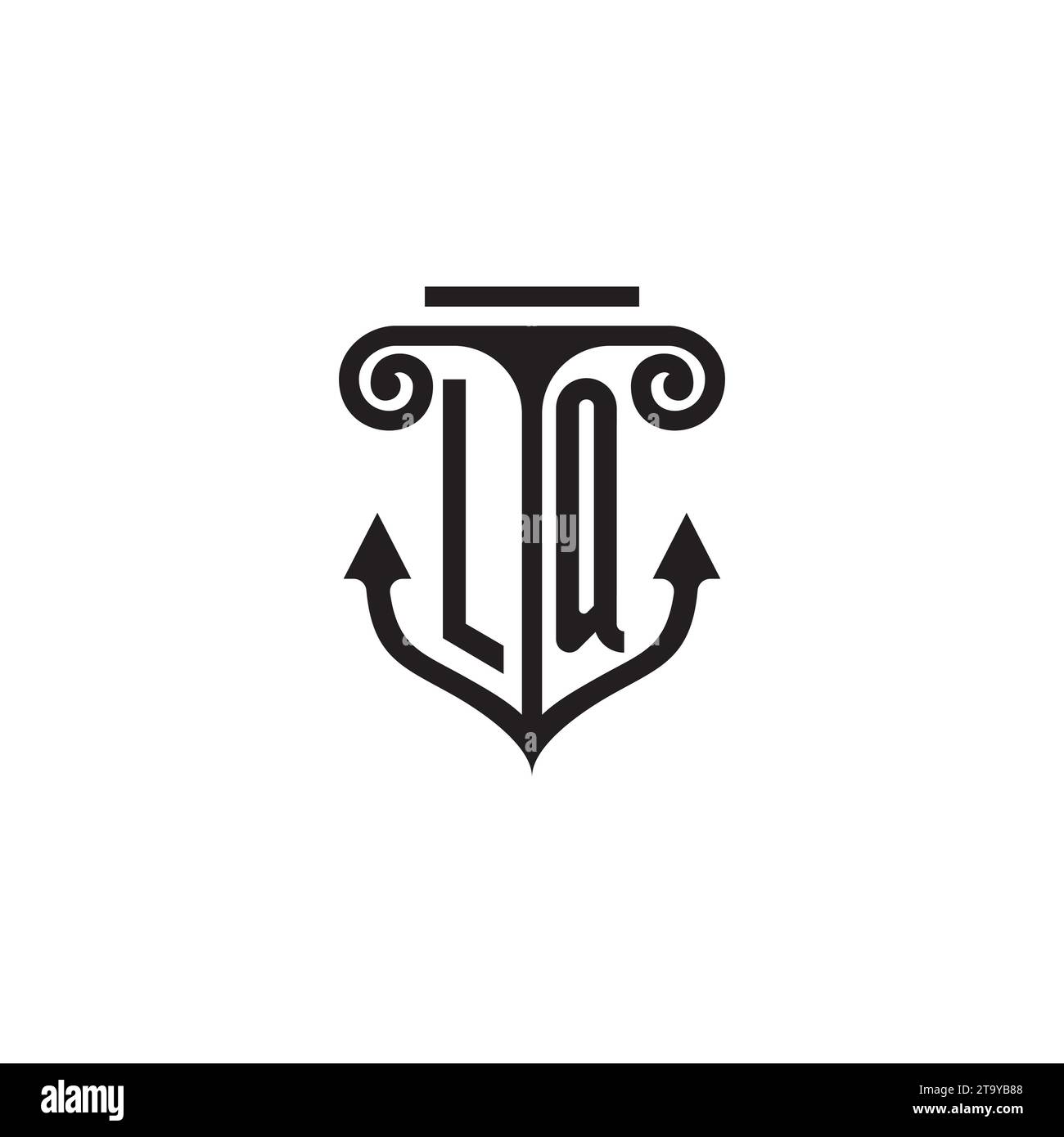 LQ-Säulen- und Ankerkombinationslogo in hochwertigem Design Stock Vektor